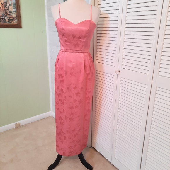 Vintage RARE ILGWU union made silk rose 2 PC formal gown dress sz 3 4 *D3 - Picture 2 of 9